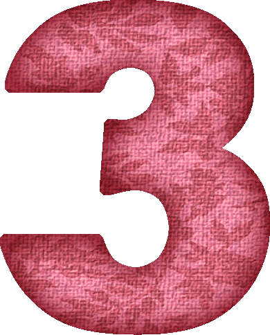 Pink Flower Fabric Numeral - Numeral 3 (390x484)