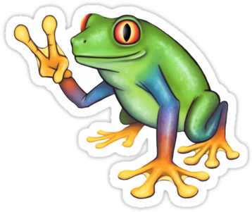 Red Bubble Peace Frog - Psychedelic Frog Clipart (375x360)