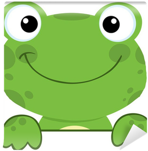 Cute Frog Smiling Over A Sign Board Wall Mural • Pixers® - Dibujos Animados De Ranas (400x400)