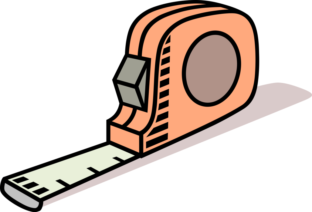 Vector Illustration Of Tape Measure Or Measuring Tape - Construction Tools Clip Art (1028x700)