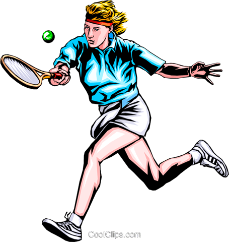Woman Playing Tennis Royalty Free Vector Clip Art Illustration - Physical Education And Sport (455x480)