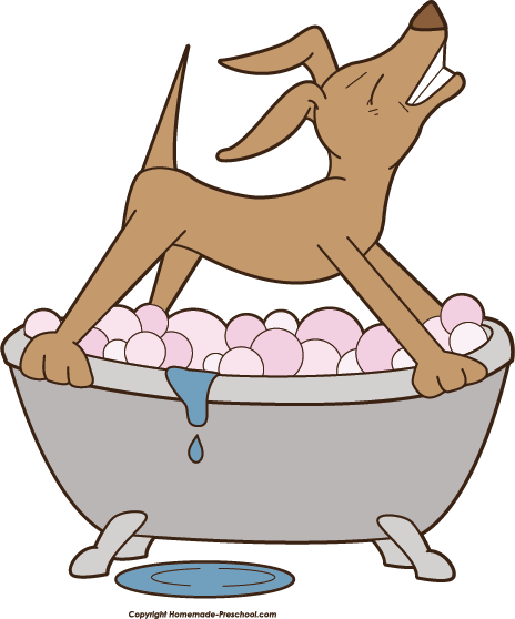 Dog In Bath Clipart - Dog Bath Clipart (464x558)