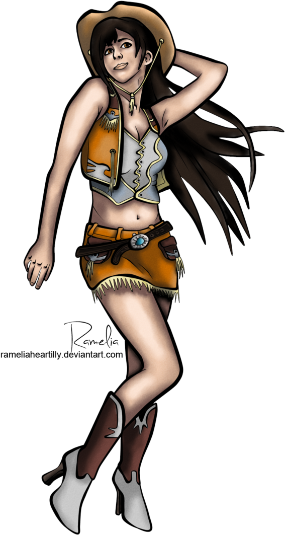 Cowgirl - Cartoon (600x1101)