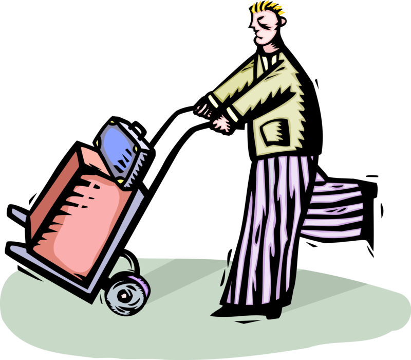 Vector Illustration Of World Traveler Pushes Luggage - Vector Illustration Of World Traveler Pushes Luggage (800x700)