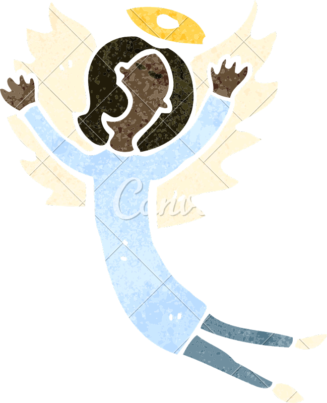 Retro Cartoon Angel Wings - Cartoon (649x800)