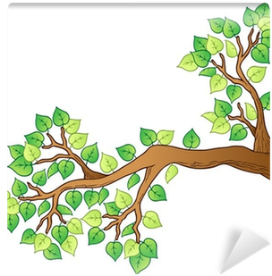 Cartoon Tree Branch With Leaves 1 Wall Mural • Pixers® - Cute Birds Flying Gif (400x400)