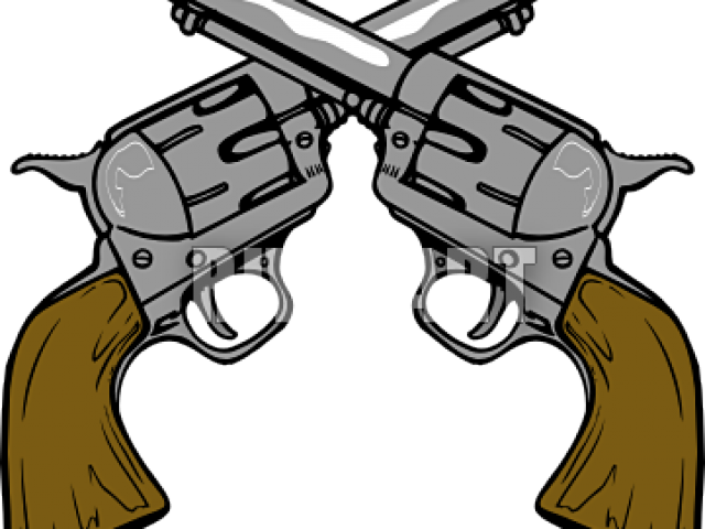 Wild West Clipart Pistol - Crossed Guns Clipart (640x480)