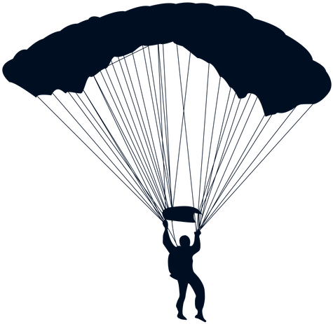 Man Falling With Parachute Silhouette - Parachute Silhouette (512x512)