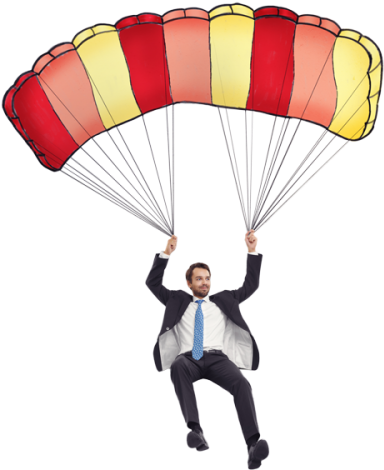 Land Your Next Client - Man With Parachute Png (420x500)