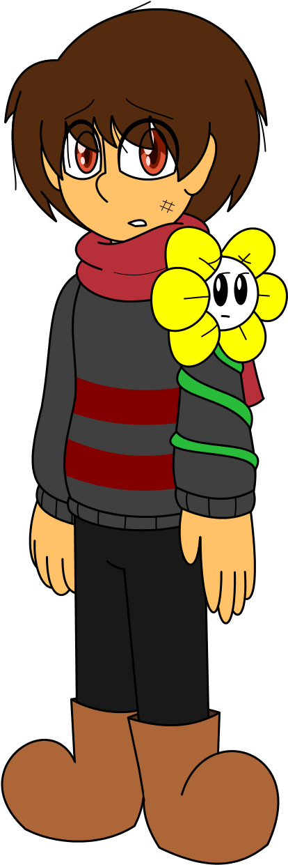 Just A Little Kid Lost With Their Flower By Gamingingreen13 - Cartoon (501x1301)