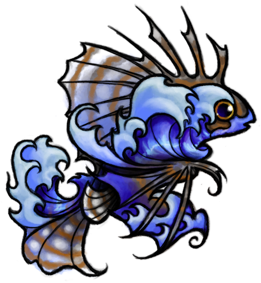 Hawaiian Lionfish And Waves Tattoo Design By Sleepwalks - Tattoo (600x586)