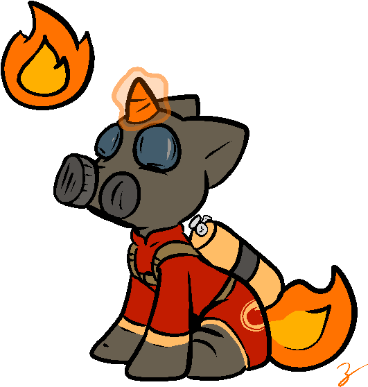 Zutcha, Crossover, Ponified, Pony, Pyro, Safe, Solo, - Cartoon (539x575)