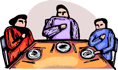 Family Saying Grace Before A Meal Royalty Free Vector - Cartoon (480x284)