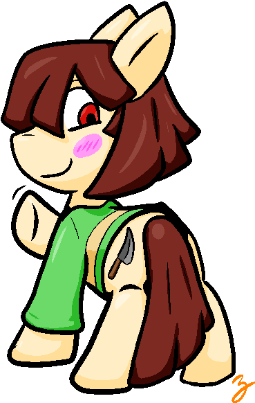 Zutcha, Chara, Crossover, Ponified, Pony, Safe, Simple - Cartoon (400x600)
