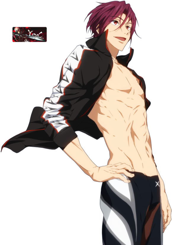 Why Are So Many Male Manga Characters Drawn With Unbuttoned - Free - Iwatobi Swim Club Samezuka Academy Rin Matsuoka (600x861)
