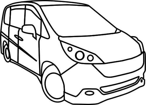 Minivan Drawing At Getdrawings Com Free For Personal - Kereta Black And White (500x362)