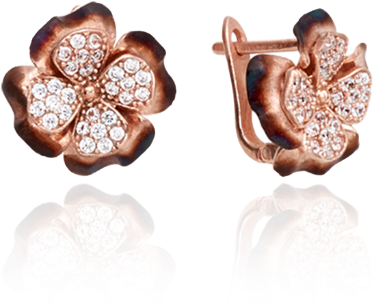 Four Leaf Ember Clover Earrings - Four Leaf Clover Ember Earrings (e-b255) (sterling (750x750)