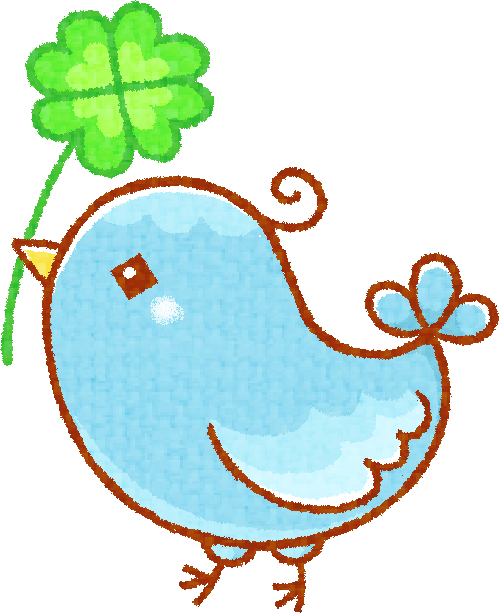 Blue Bird Small Bird Four Leaf Clover Happiness - Blue Bird Small Bird Four Leaf Clover Happiness (500x613)