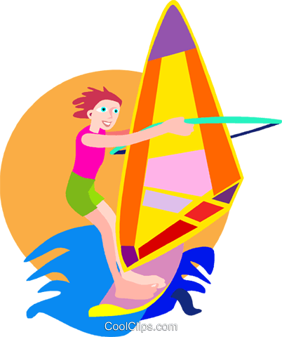 Windsurfer Royalty Free Vector Clip Art Illustration - Windsurfer Royalty Free Vector Clip Art Illustration (402x480)