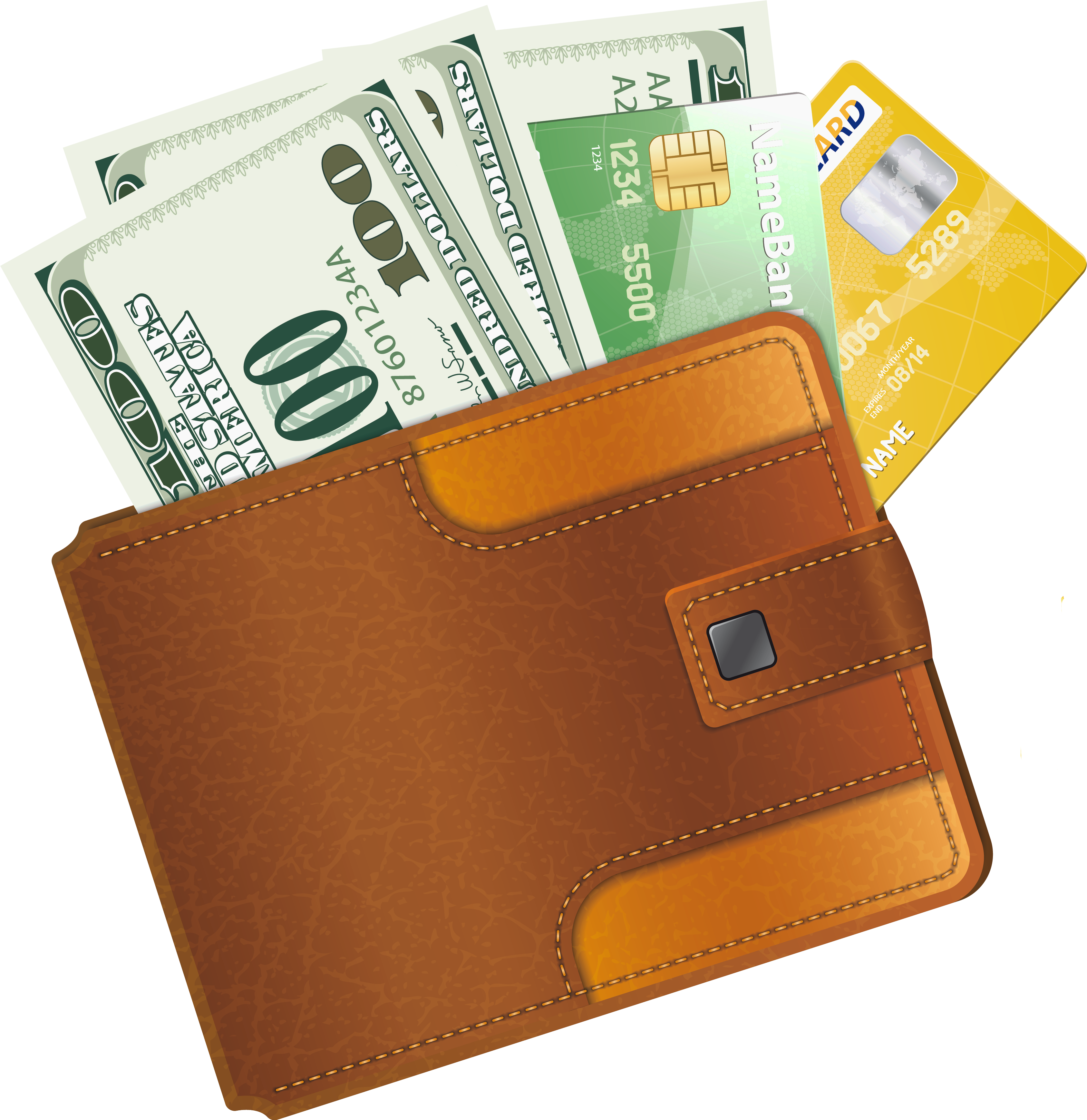 Wallet With Credit Cards And Money Clipart - Wallet With Credit Cards And Money Clipart (3474x3526)