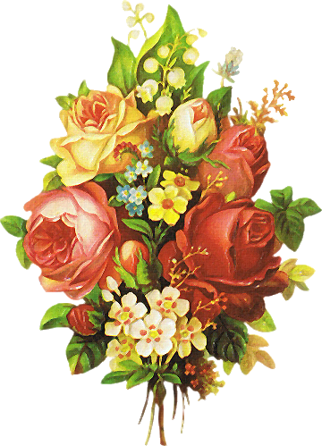 Rose Bouquet With Other Flowers - False Vintage Victorian Flowers Collage Sheet #105 (360x499)