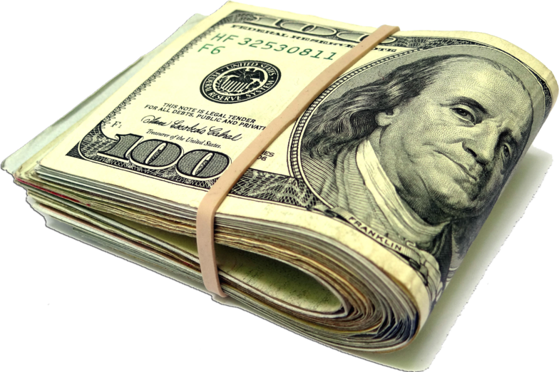 Free Money Falling Transparent Background - Dollar Wad (784x522)