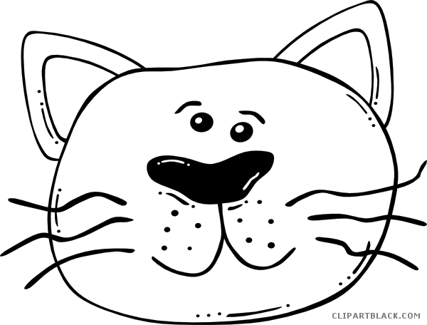 Cat Face Animal Free Black White Clipart Images Clipartblack - Cat Face Clipart Black And White (600x456)