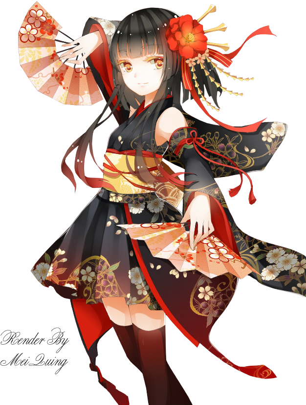 Render [ - Anime Girls In Kimonos (640x834)