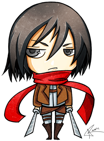 Chibi Mikasa // Shingeki No Kyojin By Raventears On - Levi (424x571)