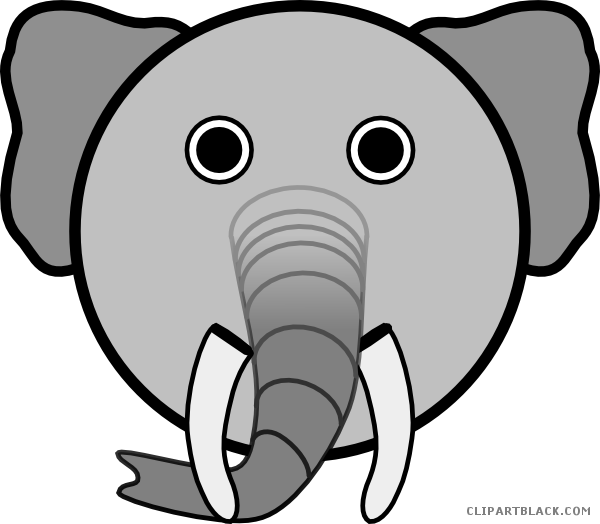 Elephant Face Animal Free Black White Clipart Images - Animal Head Clip Art (600x524)