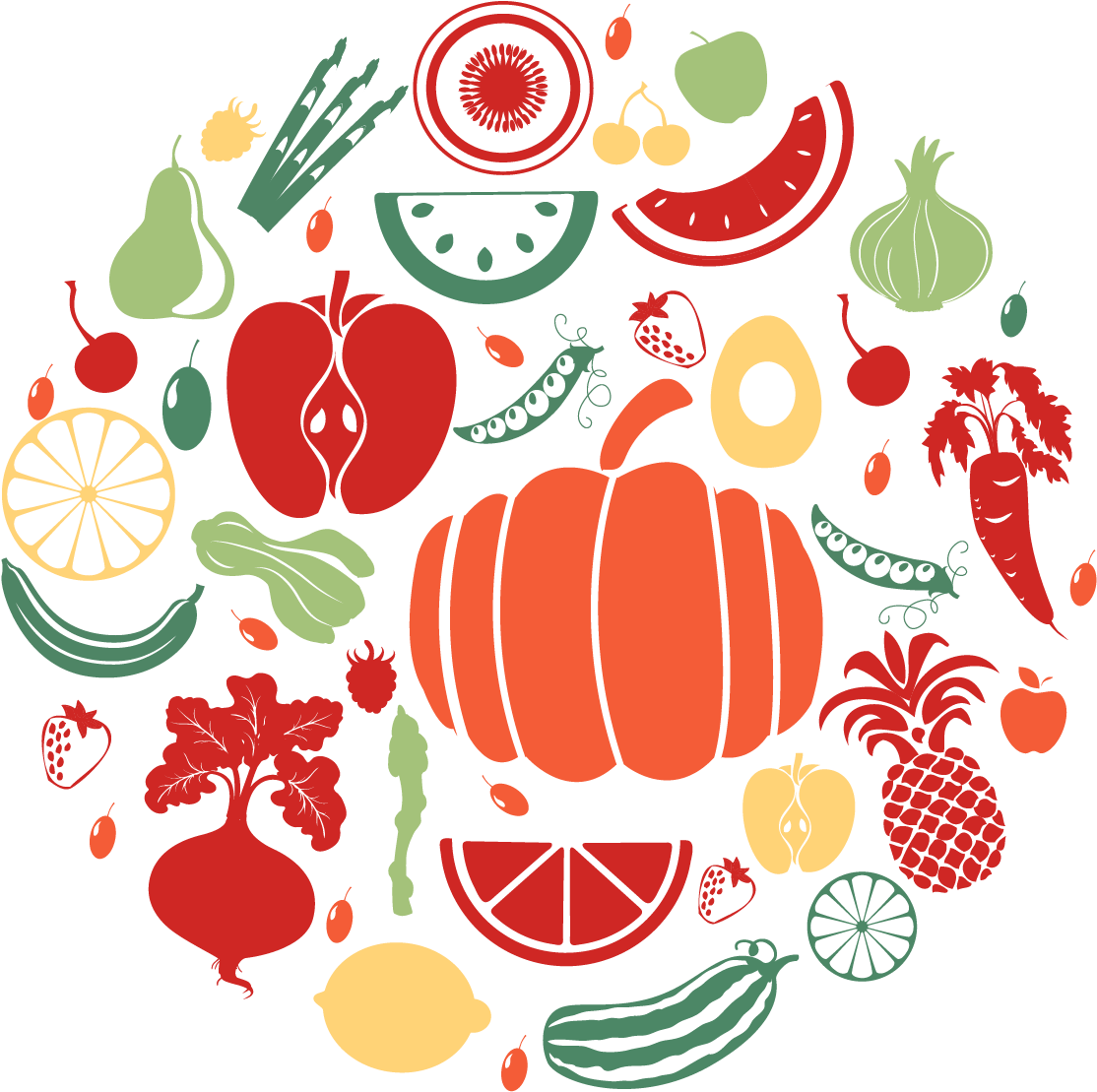 Fruit Clipart Bush - Fruits And Vegetables Icon (1250x1250)