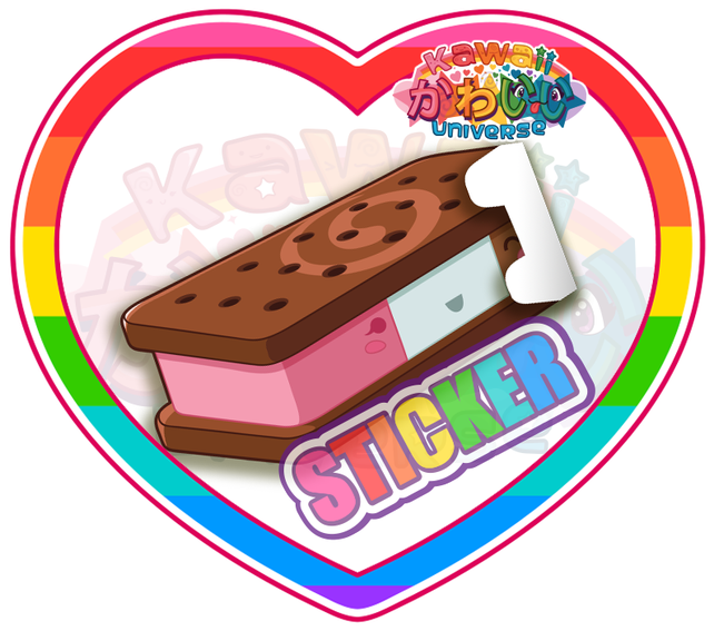 Cute Neapolitan Ice Cream Sandwich Sticker - Screenshot (646x646)