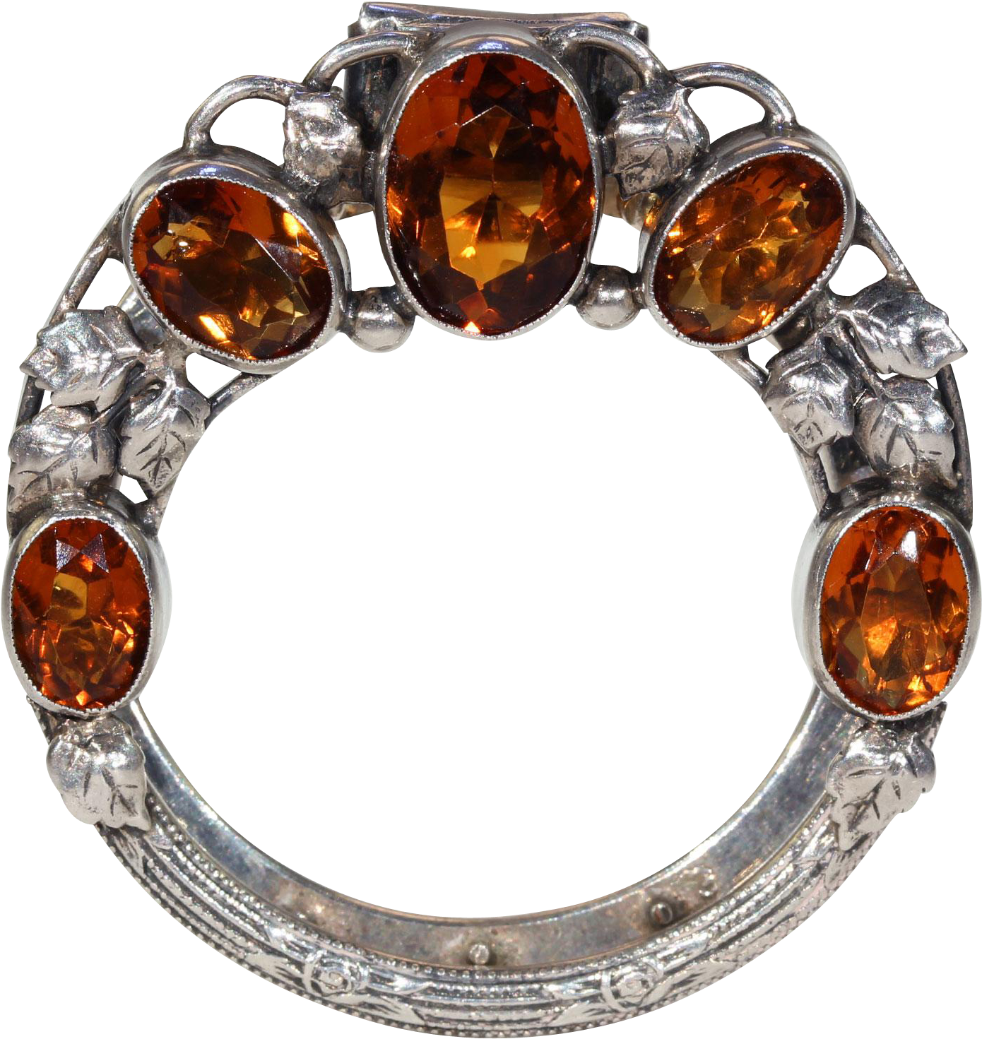 Antique Bernard Instone Silver Citrine Dress Clip Pin - Antique Citrine Stone Medallion (1470x1470)
