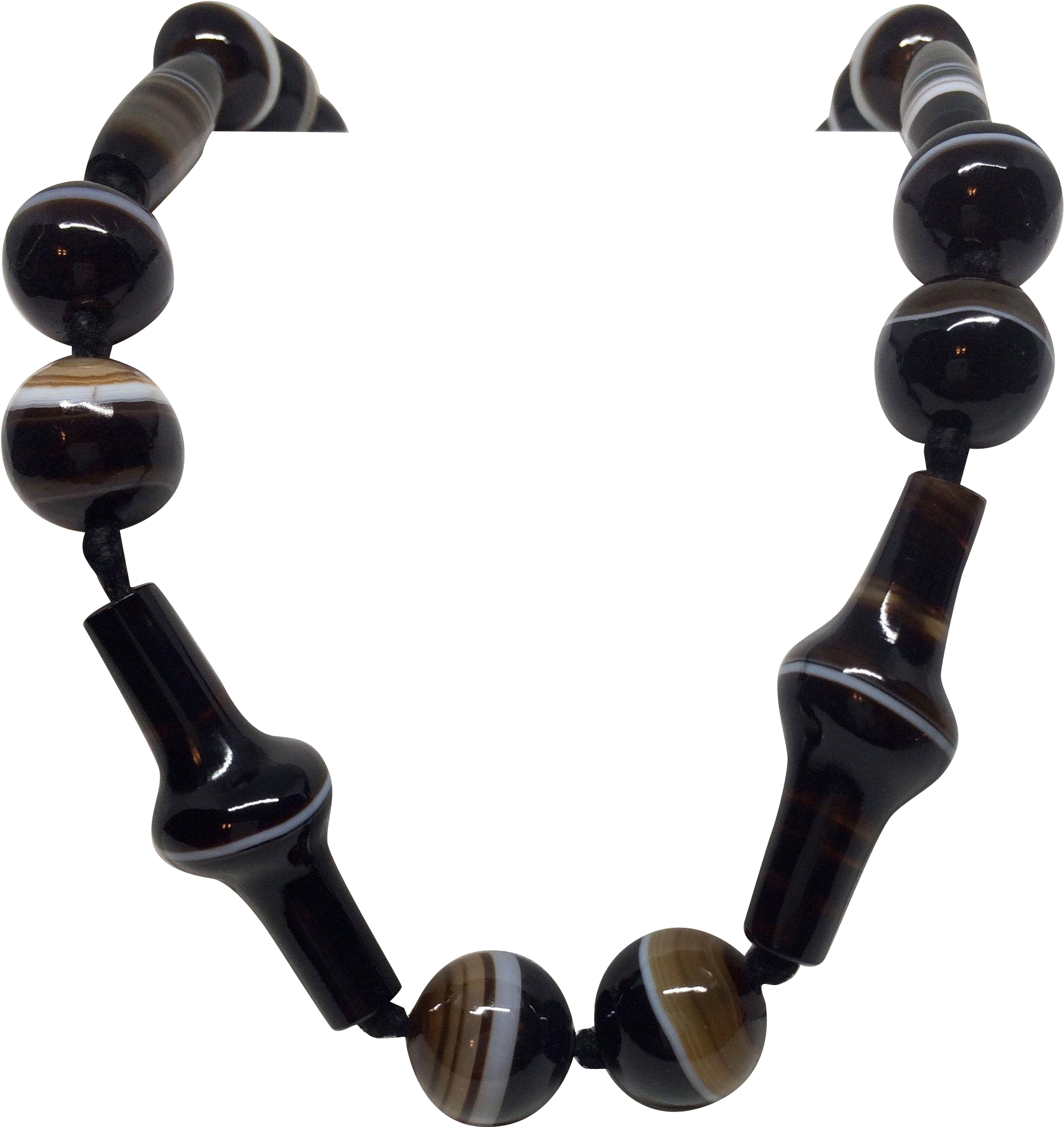 Antique Victorian Banded Agate Necklace - Bead (1961x1961)