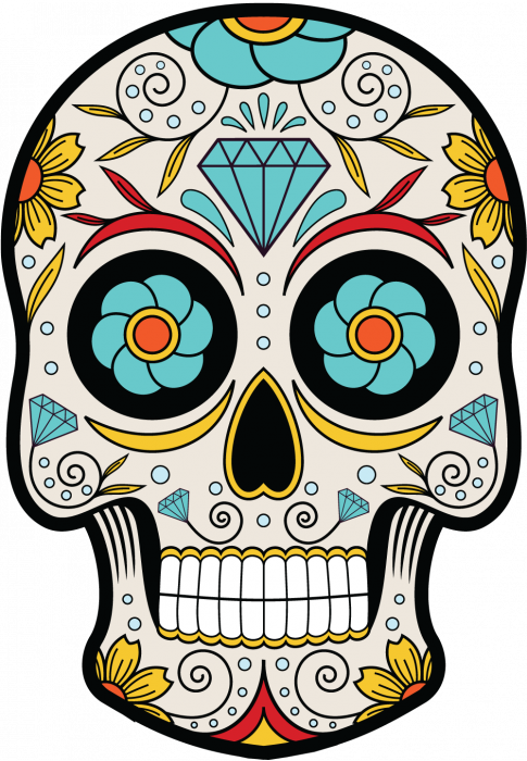 Tete De Mort Mexicaine - Sugar Skull Shower Curtain (485x700)