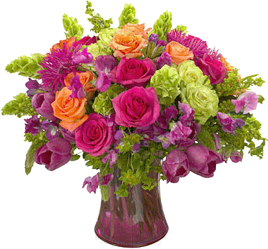 Pink Flower Clipart Animated - Bouquet Of Flowers Animated Gif (411x367)
