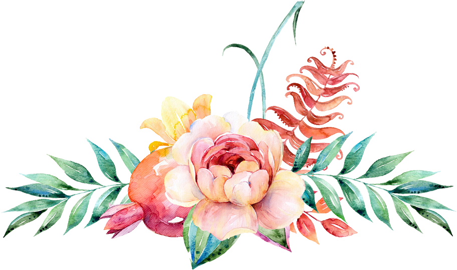 Watercolour Flower Border Png - Watercolor Flowers Bouquet Png (1000x551)