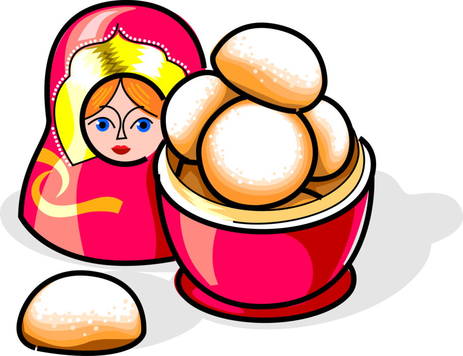 Vector Illustration Of Russian Cuisine Biscuits With - Vector Illustration Of Russian Cuisine Biscuits With (910x700)