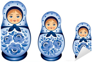 Matryoshka Babushka Doll Family Dressed In Blue Gzhel - Matryoshka Doll (400x400)