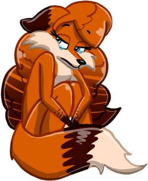 Sad Fox By Oluta-laisam - Cartoon (383x488)