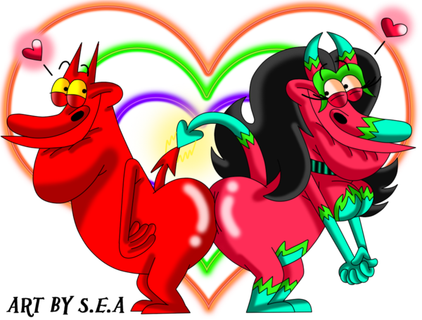 Cow And Chicken-devilish Butt Love By Skunkynoid - Cow And Chicken (600x455)