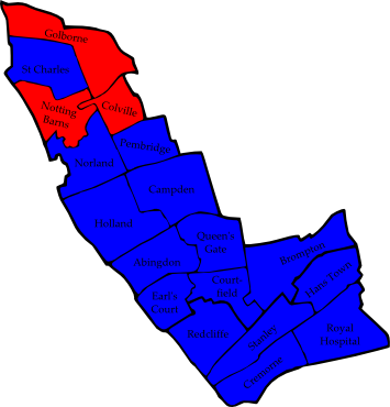 Map Of The Results Of The 2006 Kensington And Chelsea - Kensington And Chelsea London Borough Council (355x370)