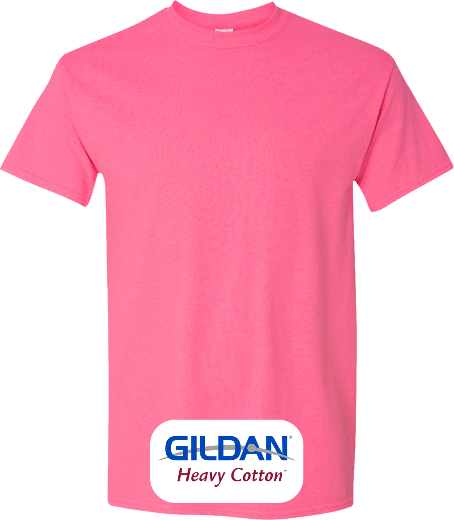Neon And Safety Color Gildan Heavy Cotton Custom T - Neon Pink T Shirt (904x1036)