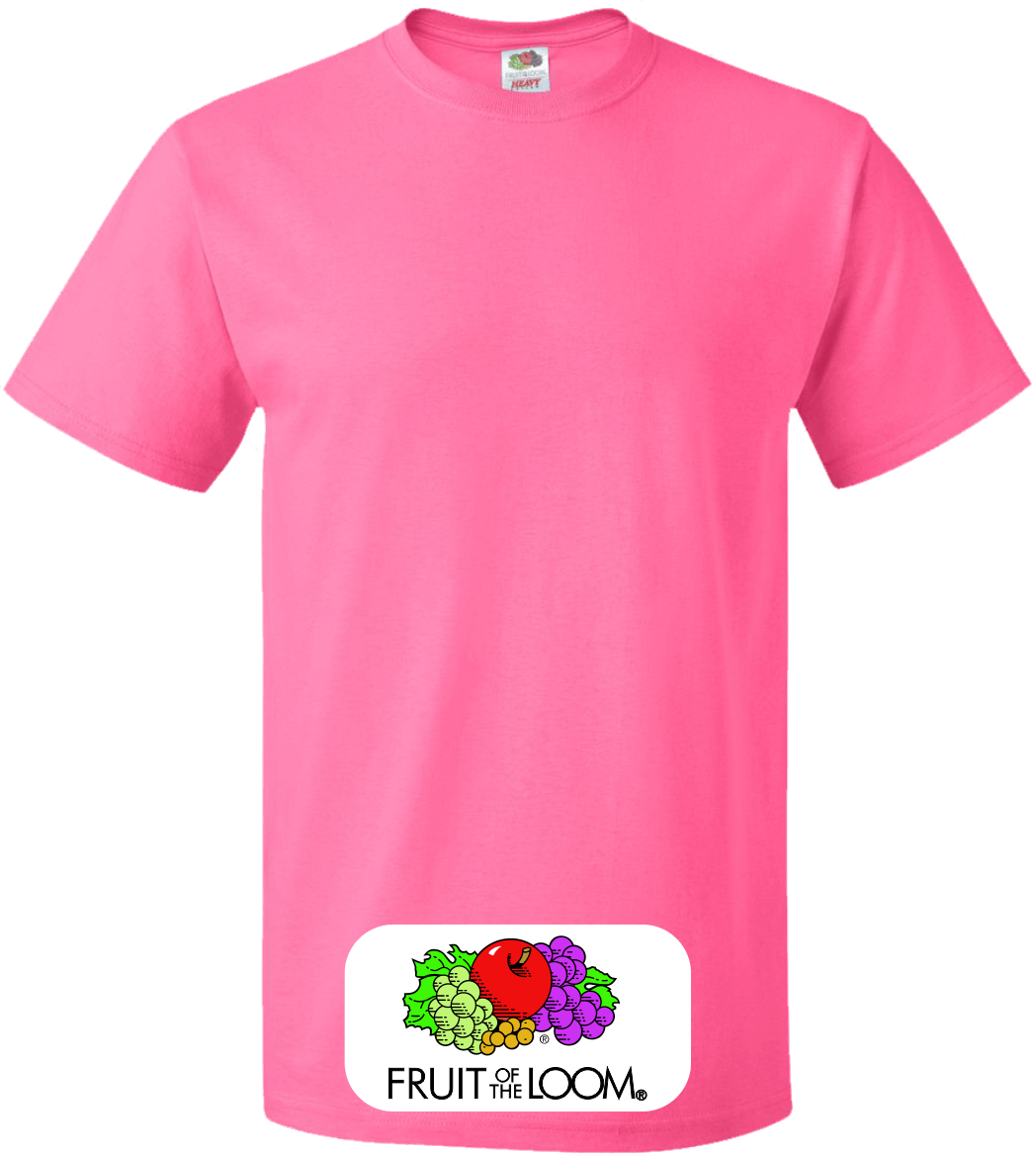 Fruit Of The Loom Custom Neon Pink T Shirts - Fruit Of The Loom (1048x1167)