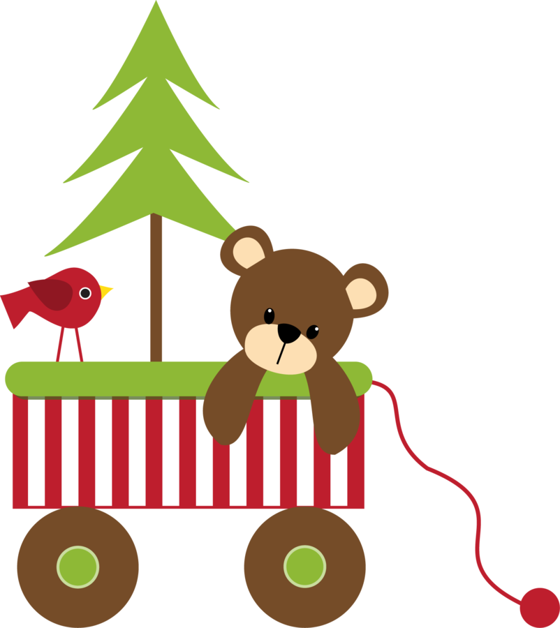 Christmas Teddy Bear And Wagon Clip Art - Christmas Clip Art (802x900)