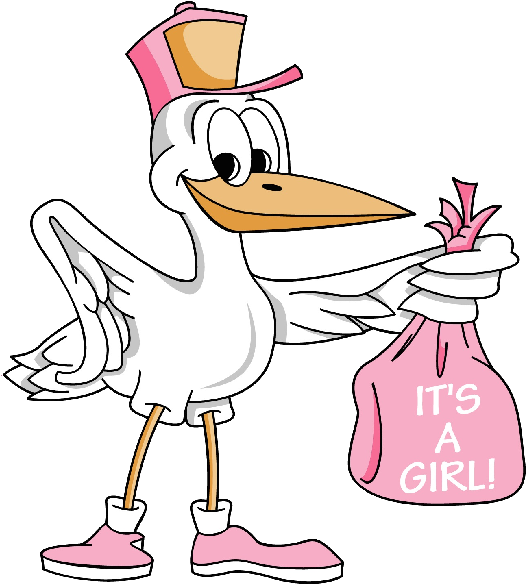 Mother Holding Baby Clipart - Baby Girl Stork (600x600)