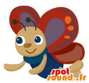 New Mascot Blue Butterfly, Gray And Red, Cute And Smiling - Butterflies And Moths (300x400)