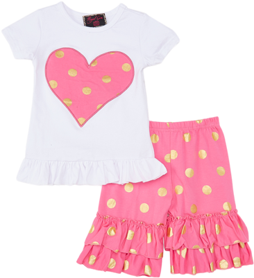 Pink Polka Dot Top & Shorts Set - Polka Dot (400x480)