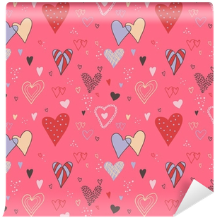 Retro Romantic Seamless Pattern With Hearts - Heart (400x400)