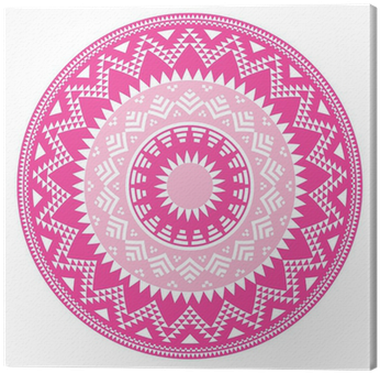 Tribal Folk Aztec Geometric Pink Pattern In Circle - Circulos Tribales Color (400x400)